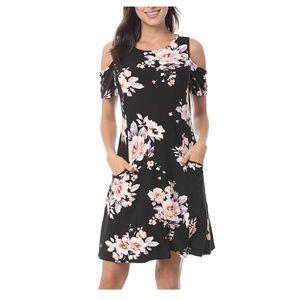 Off the shoulder dress cold shoulder short sleeve loose  Medium